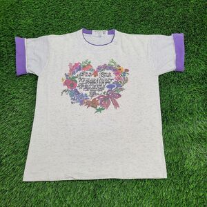 Vintage 90s Love Poem Shirt Womens Large 21x26 Gray
